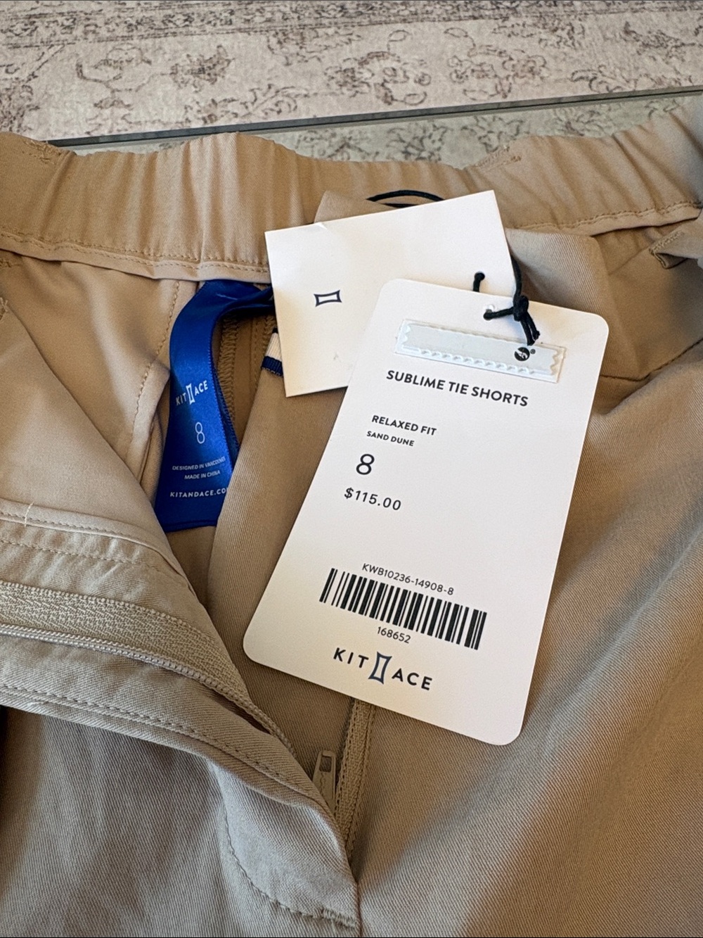 Kit and Ace Tie Waist Shorts - Sand Dune | Size 8